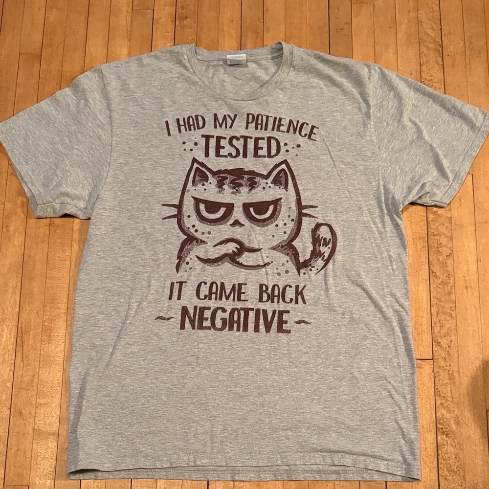 Port and Company Gray Cat Humor T-Shirt